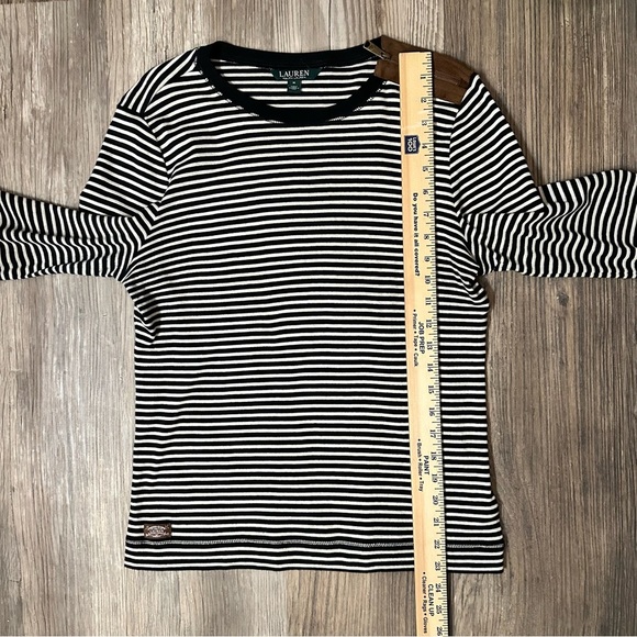 Lauren Ralph Lauren Women's Striped Long Sleeve Top Black Size M - Picture 6 of 9